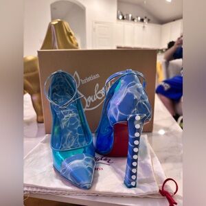Christian Louboutin Blue Studded Heels